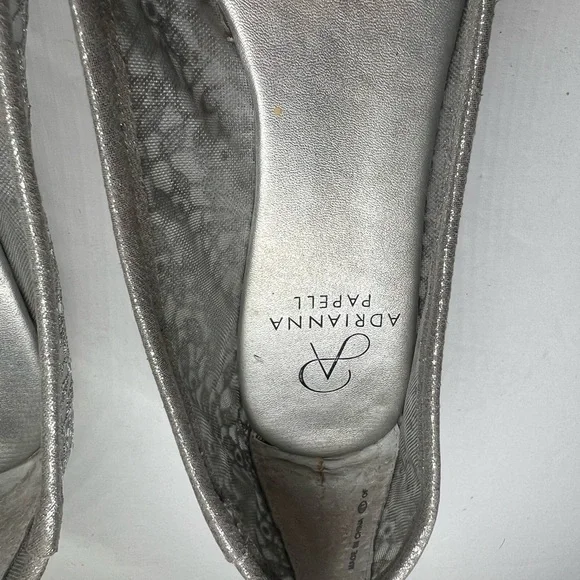 Adrianna Papell Shirley rhinestone embellished ballet flats 8 mesh silver lace - Picture 7 of 9